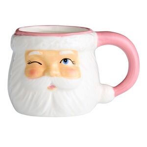 (Set of 2) Pink Santa Figural Ceramic Mug #1
